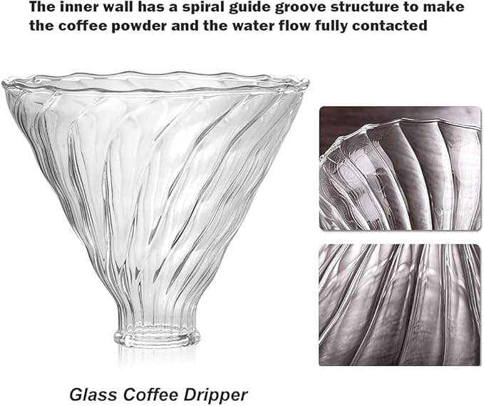 Pour Over Coffee Maker Set – Includes Glass Coffee Dripper Metal Dripper Stand Heat Resistance 600ml Coffee Server and 40 Count Paper Coffee Filters 4 in 1 Set for Home or Office (Black Set)