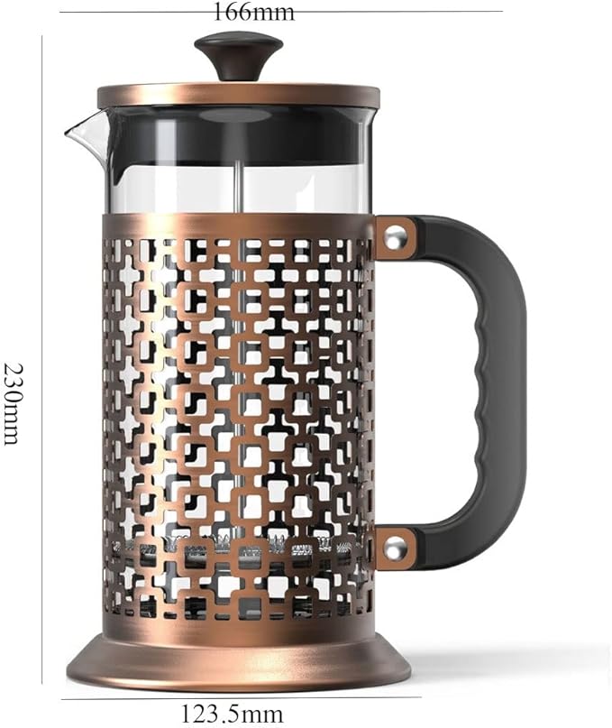 French Press Coffee Maker 1000ML 304 Stainless Steel Coffee Press Durable Easy-to-Clean Heat Resistant Borosilicate Glass-100% BPA Free (Color : Gold)