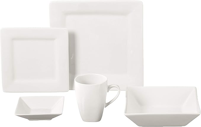 10 Strawberry Street Nova Square 40 pc Dinnerware Set Cream White