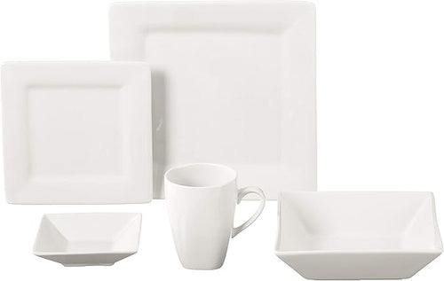 10 Strawberry Street Nova Square 40 pc Dinnerware Set Cream White