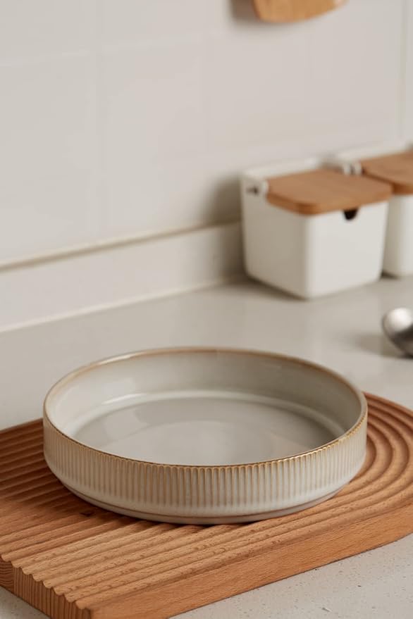 famiware 8.25 Paste Bowl Set (4 Piece) and 10 Dinner Plates for 6 - Cappuccino White