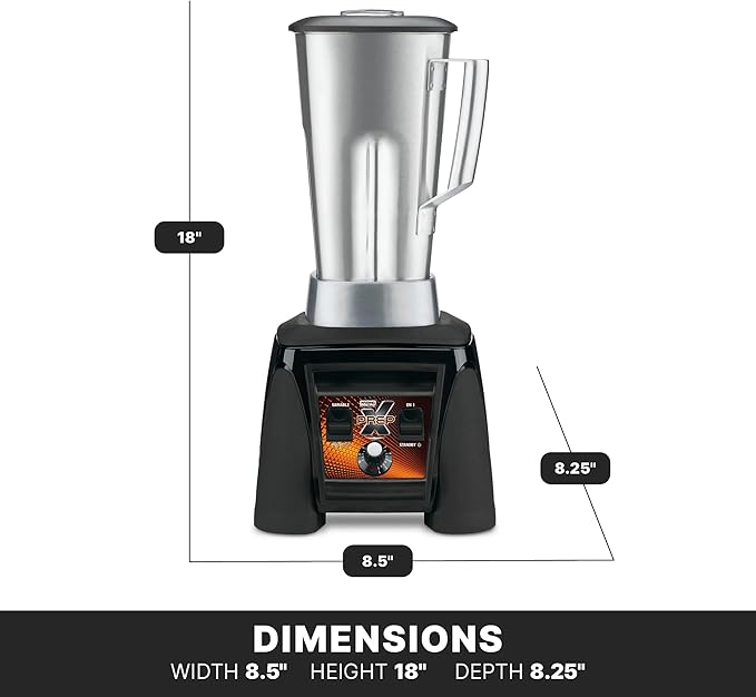 Waring Commercial MX1200XTS 3.5 HP Blender with Variable Speed Dial Speed Controls and a 64 oz. Stainless Steel Container 120V 5-15 Phase Plug