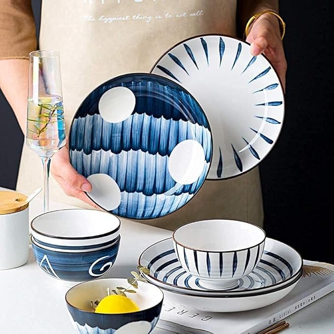 Dinnerware Sets Porcelain 48-Piece Including Bowl Set/Dessert Plates/Soup Plates/Dinner Plates/Saucers Dinner Plates Service For 8