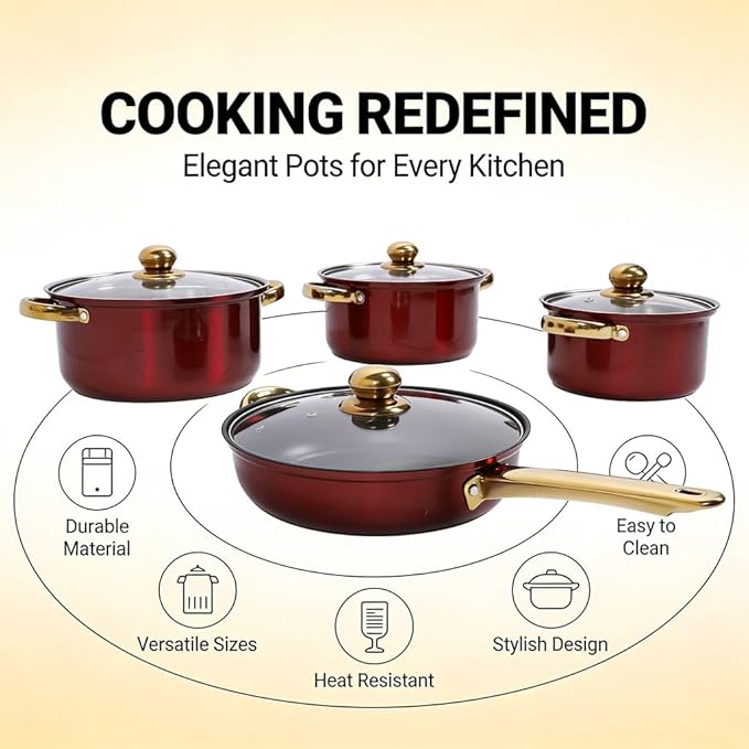 Stainless Steel Cookware Set Multifunctional Kitchen Pot and Pans Thick Durable 5 - Ply Cook Set 304 - Anti Scald Design Easy Clean Ideal for Cooking and Gift