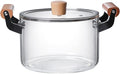 Glass Saucepan with Cover for Cooking Glass Cooking Pot with Lid Glass Handmade Cookware Set Stovetop Pot Simmer Pot for Pasta Noodle Soup Milk Tea Salad2.5l