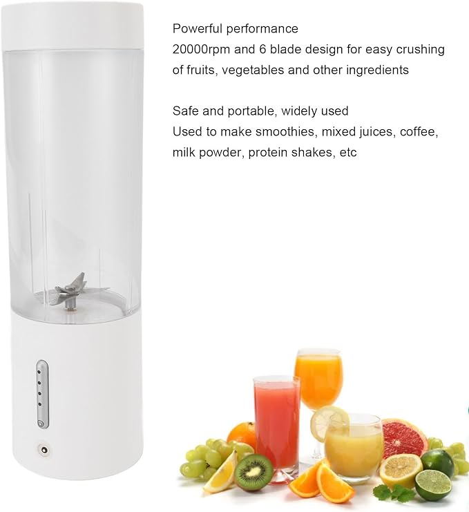 Portable Blender - Small Smoothie &amp Shake Maker 15 Oz Personal Blender with 6 Blades USB Rechargeable Mini Mixer for Travel Office Gym