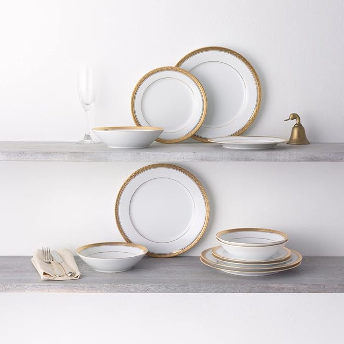 Noritake Crestwood Gold 12-Piece Dinnerware Set Service for 4