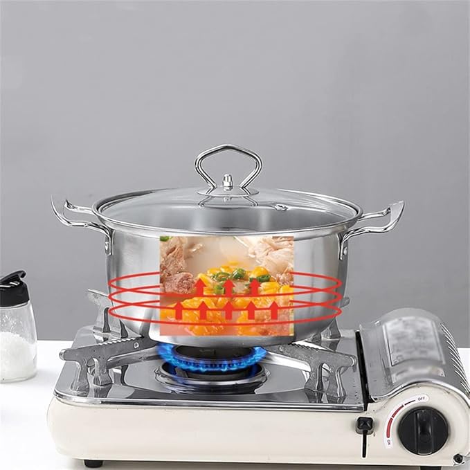 2 Pots 4 Pieces Set Stainless Steel Pot Frying Pan Pressure Cooker Cooking Milk Soup Steam Kitchen Cookware