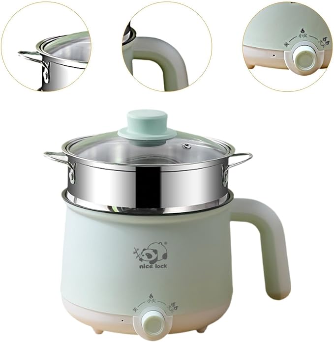 Electric Hot Pot Electric Rice Cooker 2 Gear Multifunctional Noodles Cooker Mini Travel Cooker for Soup Oatmeal Cooking Pasta steel steamer
