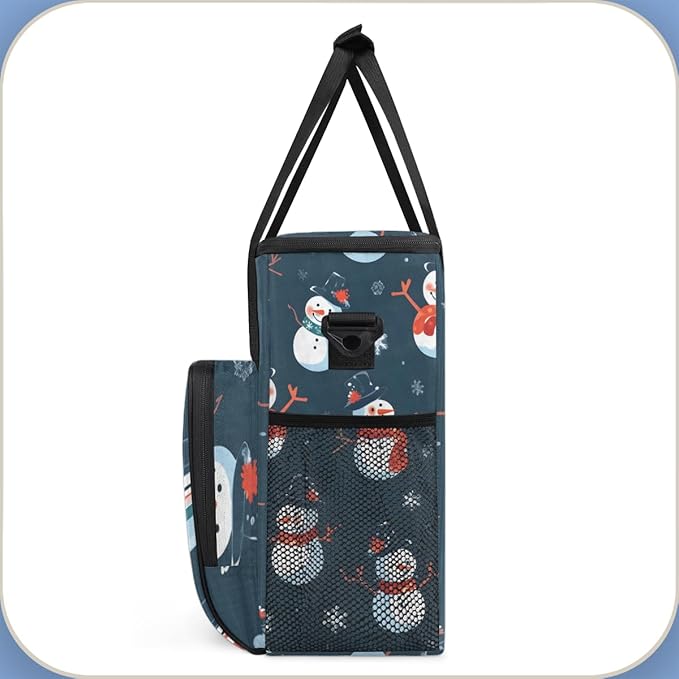 Christmas Snowman Coffee Maker Carrying Bag Cute Snowman Travel Storage Bag Compatible with K-Mini or K-Mini Plus Single Serve Coffee Brewer Carrying Case with Multiple Pockets &amp Shoulder Strap