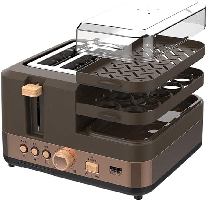 TOPCHANCES Multi-functional Electric Breakfast Sandwich Maker Toast Maker 2 -slice Bread Toaster Egg Boil Steamed and Fried for Space Saving