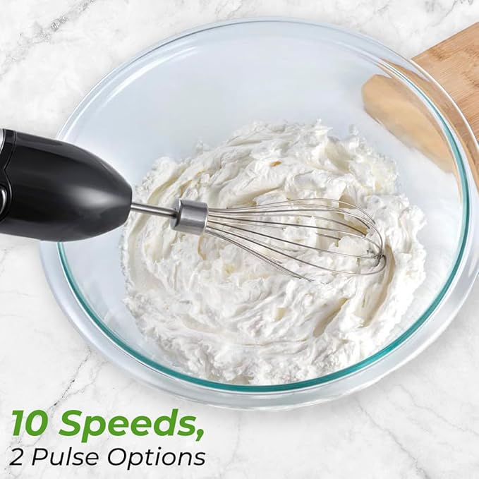Koblenz 2-in-1 Immersion Hand Blender with 800-Watt Motor Stainless Steel 2 Speeds with Variable Control Includes 20-oz Measuring Cup and Whisk Black BIKM-800 A