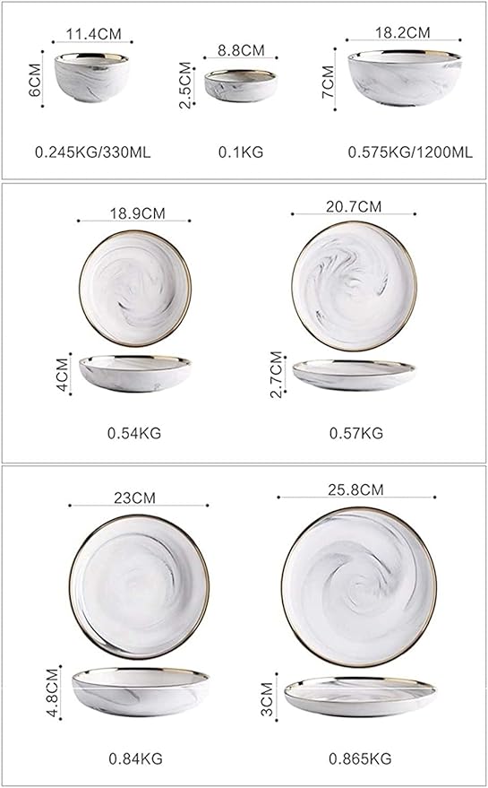 Elegant Dinnerware Set Dinner Plates Bowls Set Ceramics Dinnerware Set European Style Marble Dishes And Plates Porcelain Cake Dish Pastry Fruit Tray Ceramic Tableware Ste4 People
