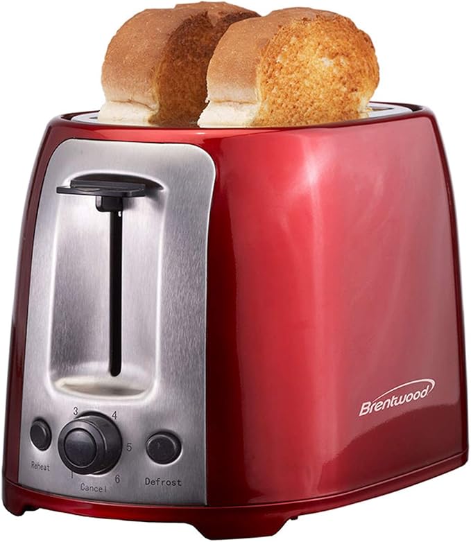 Brentwood TS-292R Cool Touch 2-Slice Extra Wide Slot Toaster Red