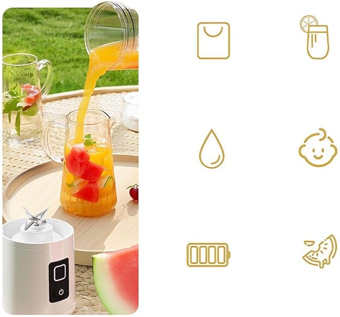 2-in-1 electric juicer cup 16 oz. Portable Electric Blender with Leak Proof Lid and Easy Sip Spout Perfect for Smoothies Cordless USB-C Rechargeable Dishwasher Safe Parts (White)