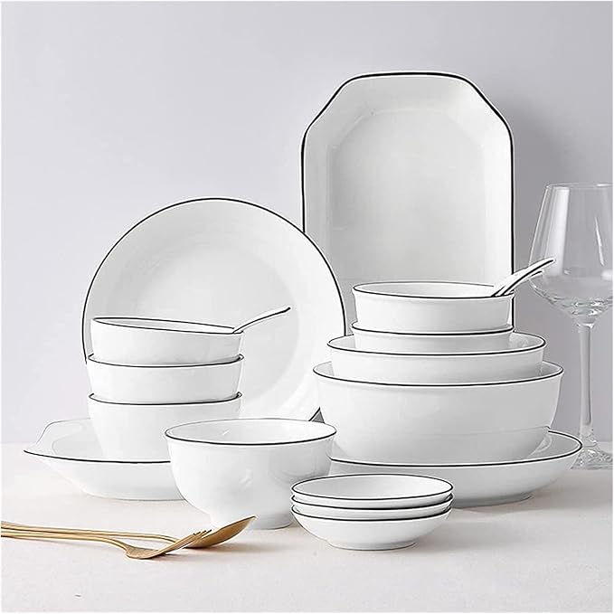 Dinner Set Special Restaurant Dinnerware Set 19-Pieces Dinnerware Sets Bone China Porcelain Tableware Set with Plates Bowls and Dish Ceramic Dinner Set for