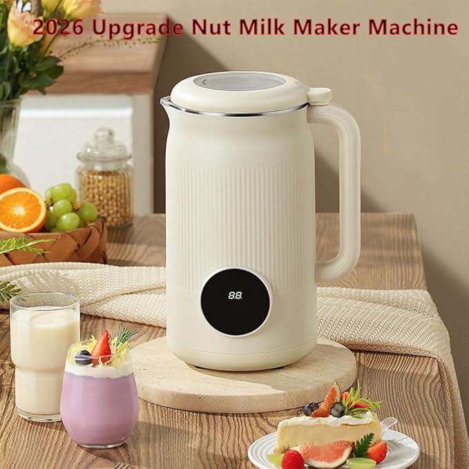 8-In-1 Multifunction Nut Milk &amp Juice Maker 2026 Upgrade Nut Milk Maker Machine Automatic Soybean Machine With Delay Start/Keep Warm/Boil Water (A)