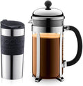 Bodum K11068-01 8 Cup Small Chambord Set Coffee Maker and Vacuum Travel Mug 34 oz Black