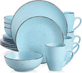 16 Piece Pottery Dinner Set Stoneware Tableware with Plate Dessert Bowls Cups