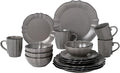 Stylish and Elegant 16 Piece Scalloped Edge Dinnerware set Service for Hosting Parties and Events - Set of 4 Scalloped Edge (SLATE GREY)