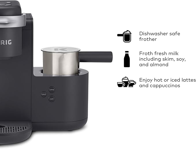 Keurig K-Cafe Single-Serve K-Cup Coffee Maker Latte Maker and Cappuccino Maker Comes with Dishwasher Safe Milk Frother Coffee Shot Capability Compatible with all Keurig K-Cup Pods Dark Charcoal