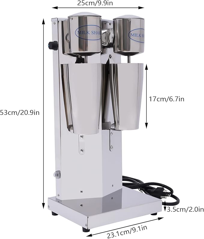 Milk Shaker Machine Commercial Stainless Steel Milk Shaking Machine Double Head Drink Mixer 110V 16000RMP High Speed Electric Silent Milk Shake Machine with Two 800ml Cups(Double Head 16000rpm)