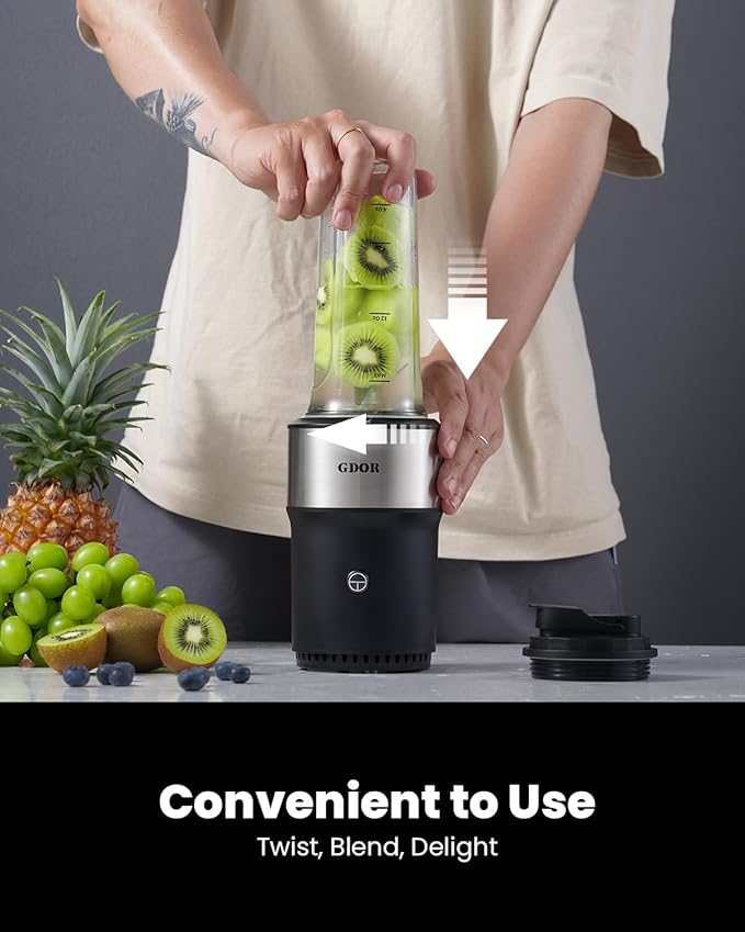 GDOR Blender for Smoothies 25000 RPM Personal Blender for Shakes and Smoothies with 2 * 24oz No-BPA To-Go CupsDetachable 6-leaf BladeHealthy RecipeBlack