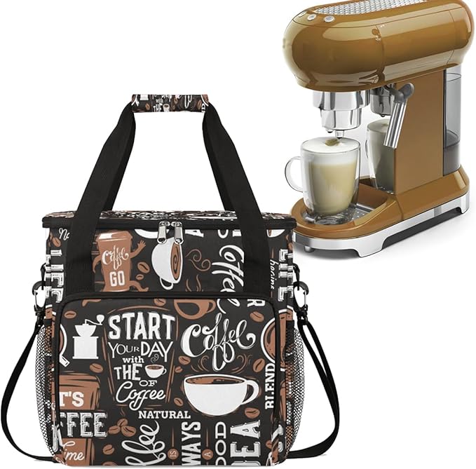 cfpolar Coffee Maker Storage Bag Waterproof Travel Carrying Storage Tote Bag Organizer Case Compatible with K-Mini or K-Mini Plus And Suitable for Other Accessories With Pockets for K-Cup Pods