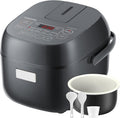 TOSHIBA Rice Cooker Small 3-Cup Uncooked– LCD Display with 8 Cooking Functions: Rice Oatmeal Mixed Grains and More NonStick Inner Pot Grey