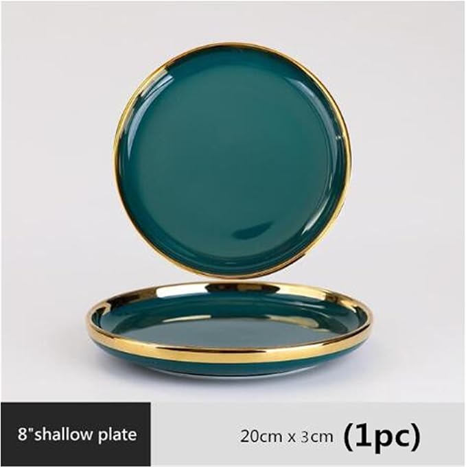 Dinner Sets Green Ceramic Plate Steak Food Plates Bowls Dinner Dish Porcelain Dinnerware Set For Family Hotel8 Inch Plate 1pcs