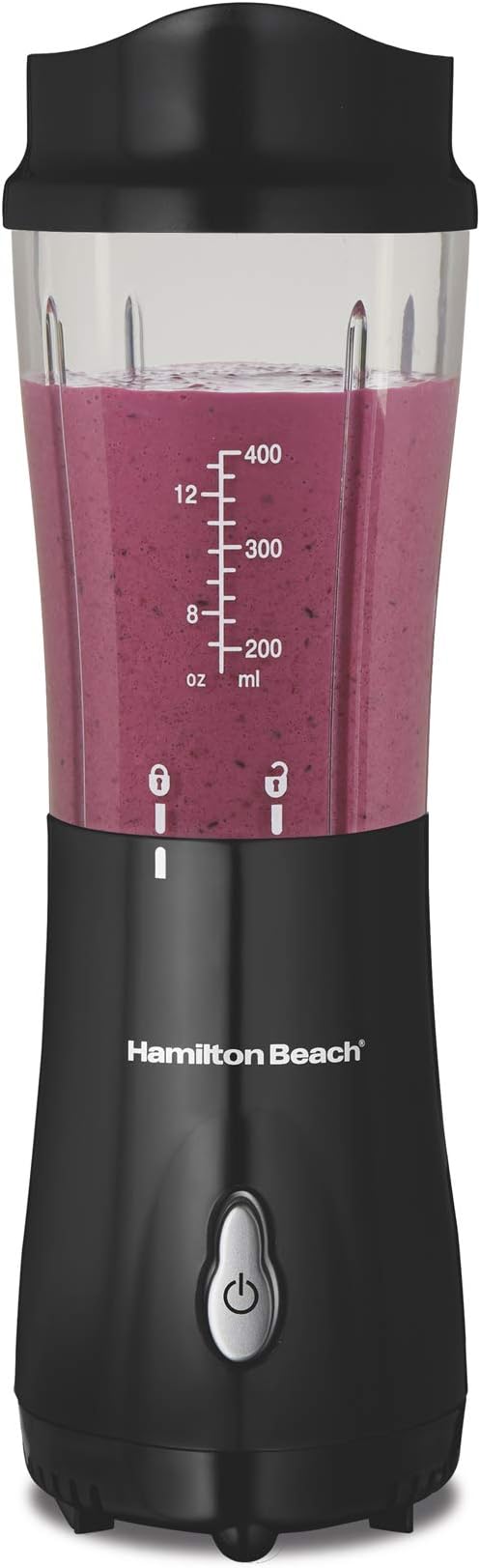 Hamilton Beach Personal Blender with 14oz Travel Cup and Lid Black (51101AV) &amp Hamilton Beach Personal Blender for Shakes and Smoothies with 14oz Travel Cup and Lid Red (51101RV)