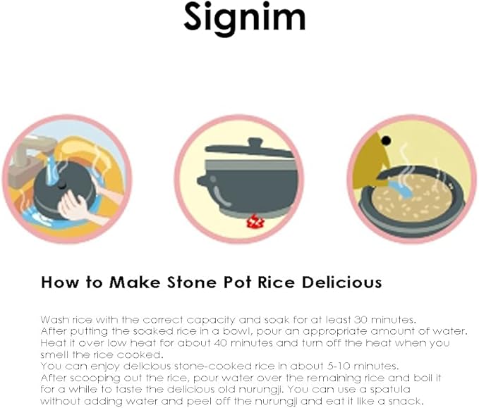 Non-stic Traditional Stone Rice Cooker Cauldron Multi Cooker 15cm NurungjiCrust of Overcooked Scorched Rice Korea