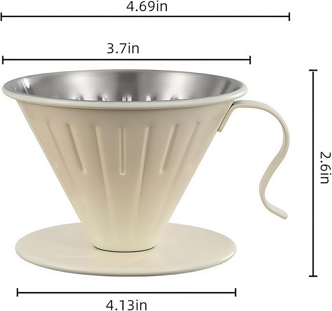Premium Pour Over Coffee Maker - Professional Extraction Food-Safe Design &amp Easy Clean | Includes 100 Natural Filters | Perfect for Home Office &amp Travel Use by Coffee Enthusiasts (Off white