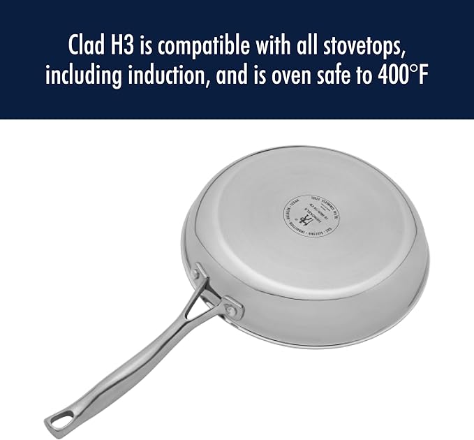 HENCKELS Clad H3 10-pc Induction Ceramic Nonstick Pot and Pan Set Stainless Steel Durable and Easy to clean