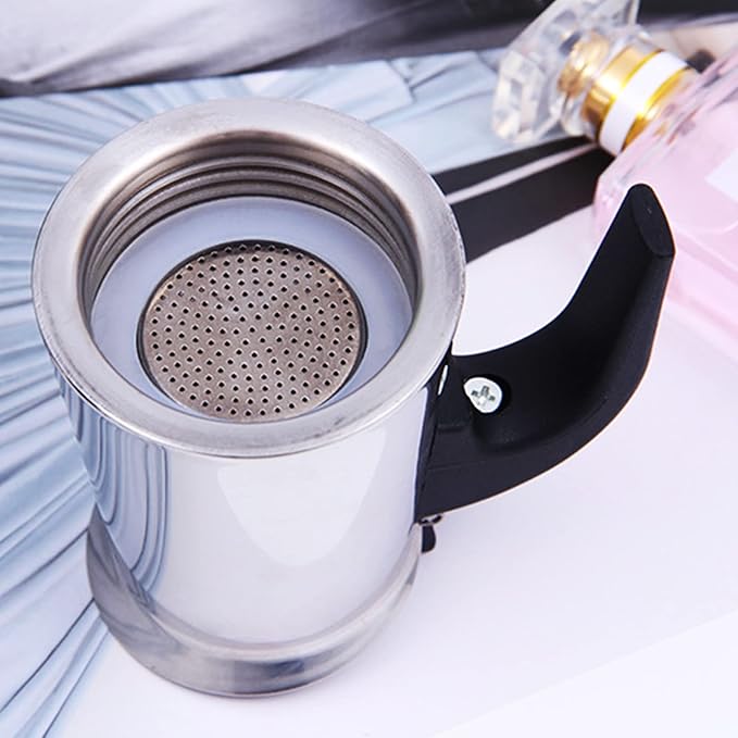 Commercial Stainless Steel Espresso Maker Coffee Urn with Electric Stove 6 Cups Stainless Steel Mocha Coffee Maker Pot Percolator Hot Beverage Dispenser for Party Home Wedding Cafe (6Cups 300ml)