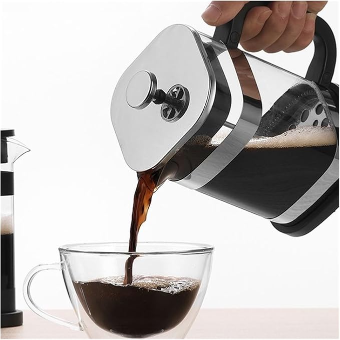 1000ml Square-shaped French Press Pot Durable Glass Coffee Machine With Stainless Steel Fine Mesh Filter Household Tea Kettle(Black)