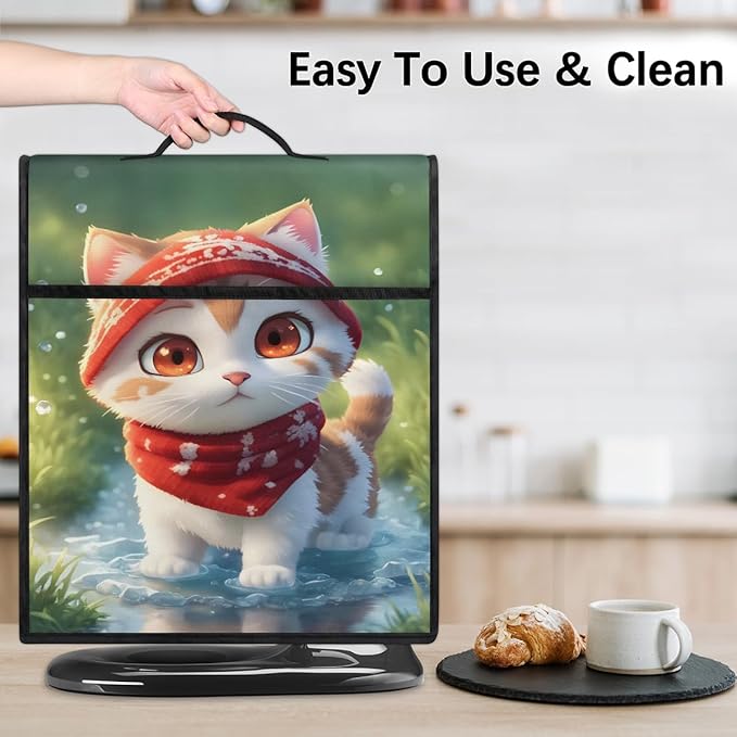 Kitchen Aid Mixer Cover Animal Cute Cat Stand Mixer Cover Compatible with 6-8 Quarts Stand Mixers Dust Covers with Zipper Pocket Foldable Washable Kitchen Aid Organizer Bag