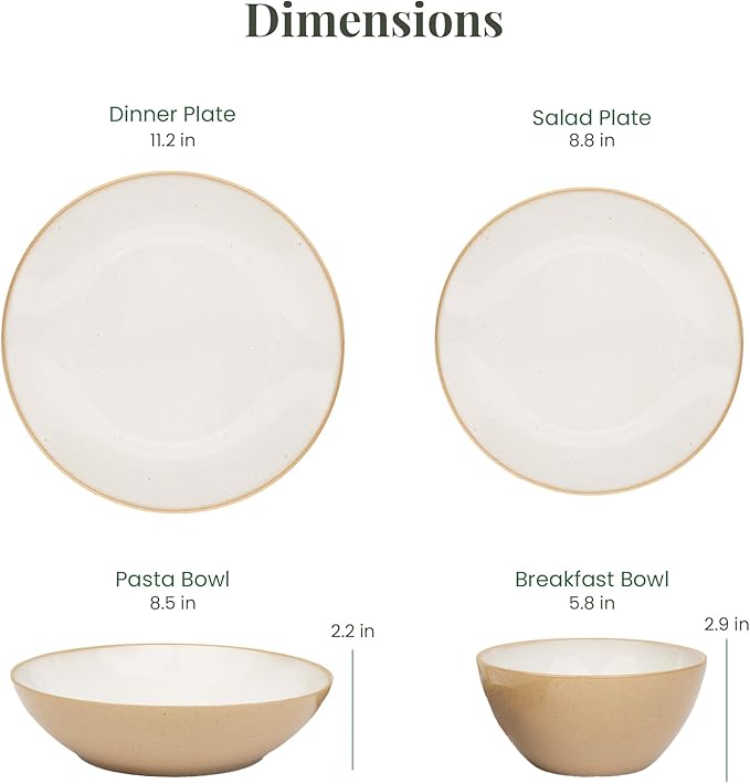 Larder &amp Vine Ceramic Stoneware Dinnerware 16-Piece Set 4 Place Settings (Sand)