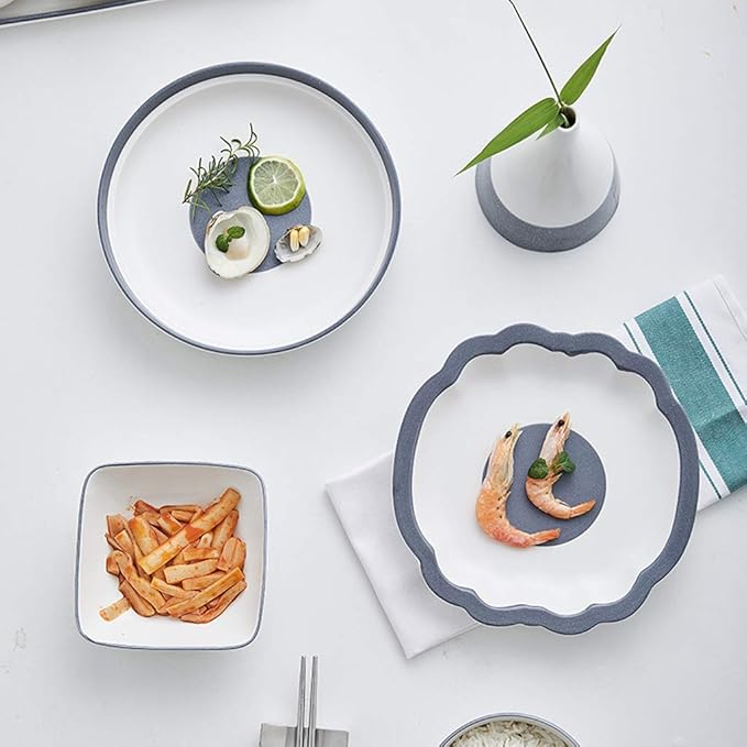 Dinner SetDinnerware Set 46 Piece Nordic Minimalist Style Ceramics Dinner Set - Bowl/Dish/SpoonPorcelain Combination Set for Restaurant Microwave