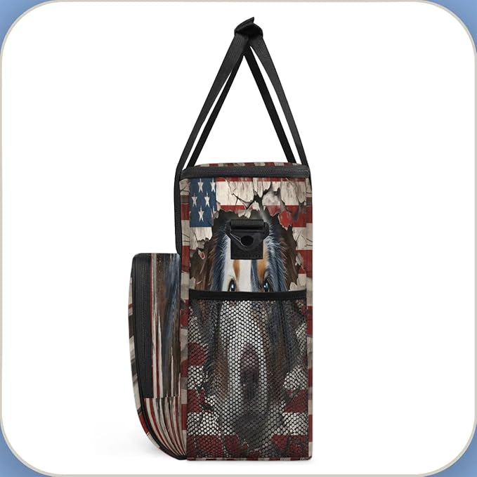 Patriotic Dog Coffee Maker Travel Bag for K-Mini or K-Mini Plus Single Serve Coffee Brewer Portable Storage Tote Case for Tarvel