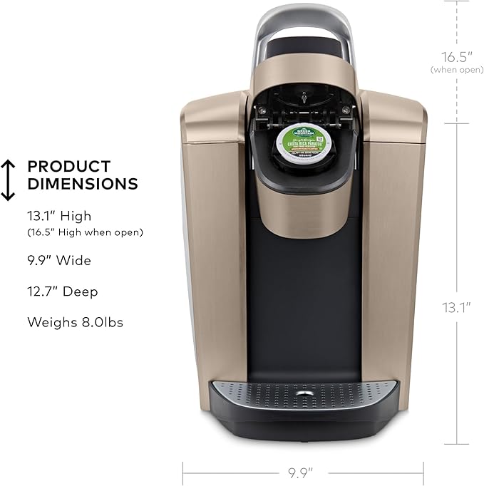 Keurig K-Elite Single Serve K-Cup Pod Coffee Maker with Strength and Temperature Control Iced Coffee Capability 8 to 12oz Brew Size Programmable Brushed Gold