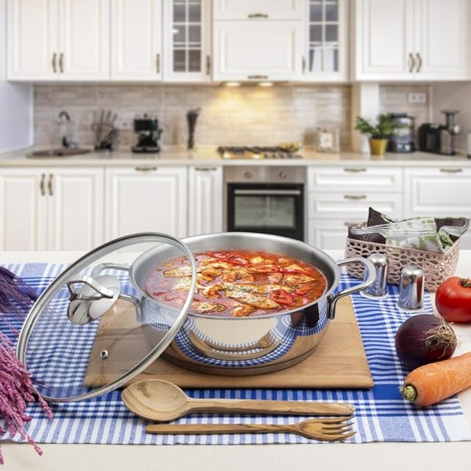 Serenk Pots and Pans Set Stainless Steel Non Stick 7 Pieces Non Toxic Cokware Induction Cookware w/Pots &amp Pans &amp Saucepans Cooking Sets Pots and Pans (Pot Set 4 Pc)