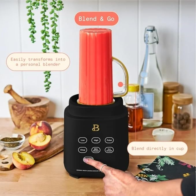 Power Exact Countertop Blender System 700W Motor 50oz Tritan Jar 20oz To-Go Cup 4 Presets 3 Speeds PrecisionSense Technology (Black)