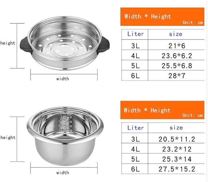 Rice Cooker Household 4L-6L Automatic Heat Preservation Stainless Steel Inner Container Multi-function With Steamer