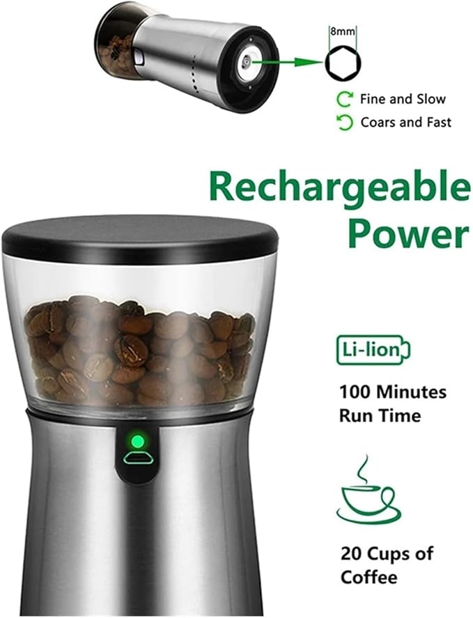 Portable Coffee Machine Portable Electric Coffee Grinder TYPE-C USB Charging Professional Stainless Steel Grinding Core Coffee Bean Grinderfor Outdoor Travel Picnic(Cream white)