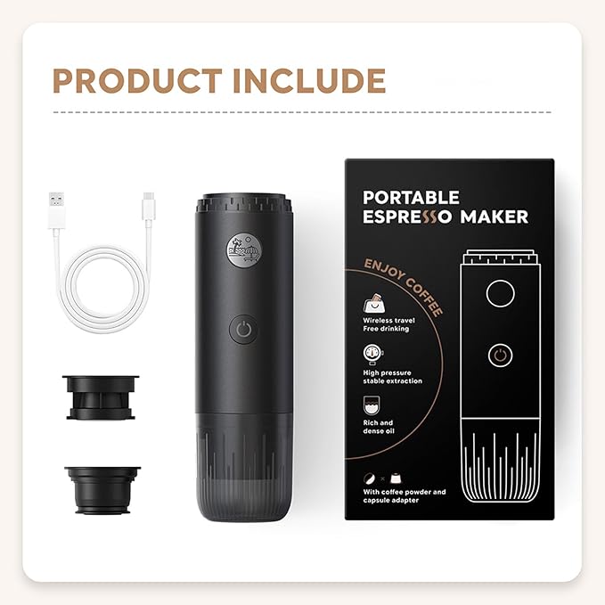 High Capacity Portable Coffees Maker 100ml Coffee Machine Adjustable Brewing Modes Small Travel Design for Drinks Travel Coffee Machine