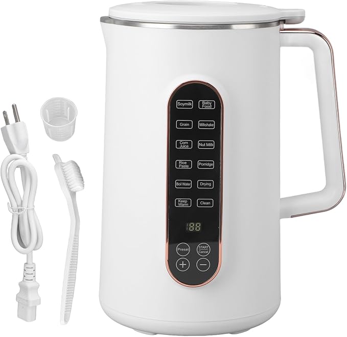 Asixxsix Nut Milk Maker Multifunctional Smart Touch Control Soy Milk Maker Machine with 10 Blades 1.2L Hot Drink 1.5L Cold Drink Wall Breaking Machine for Homemade Almond Oat Soy (US