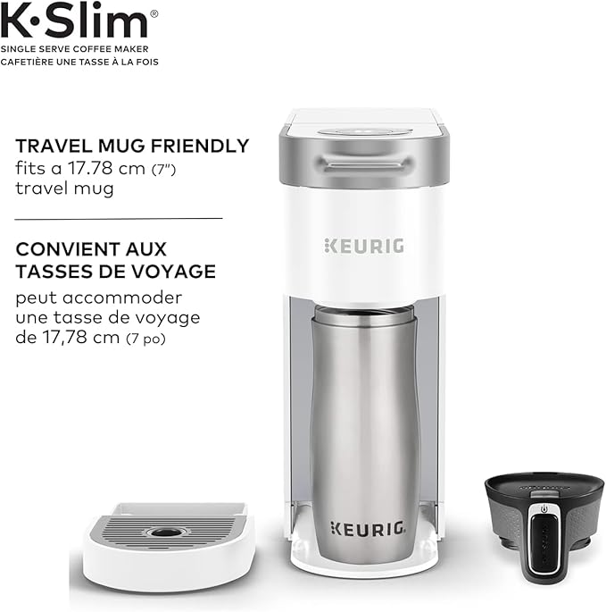 Keurig K-Slim Single Serve K-Cup Pod Coffee Maker Featuring Simple Push Button Controls And MultiStream Technology White