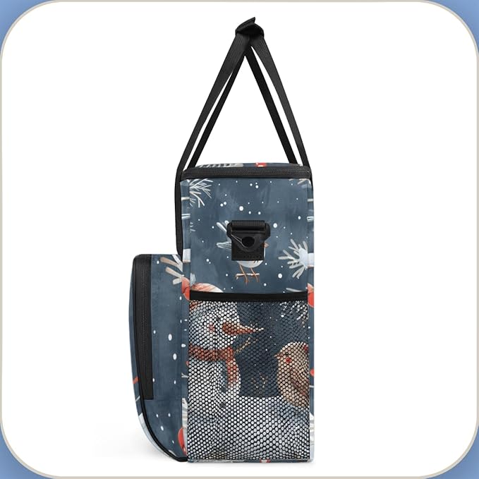 Christmas Birds Snowman Coffee Maker Carrying Bag Travel Storage Bag Compatible with K-Mini or K-Mini Plus Single Serve Coffee Brewer Carrying Case with Multiple Pockets &amp Shoulder Strap