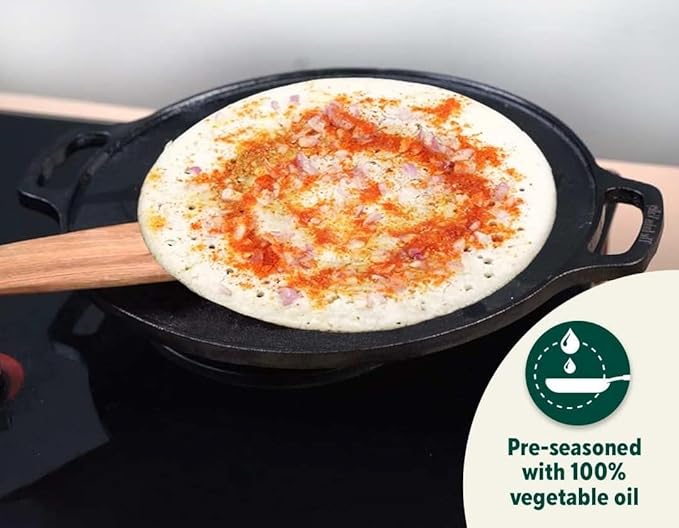 Pre-Seasoned Cast Iron Cookware Set | Cast Iron Tawa (30 Cm) Cast Iron Kadai (25.4 Cm/2.3L) | Kitchen Cookware Set Combo Pots And Pans Set Of 2 Pcs